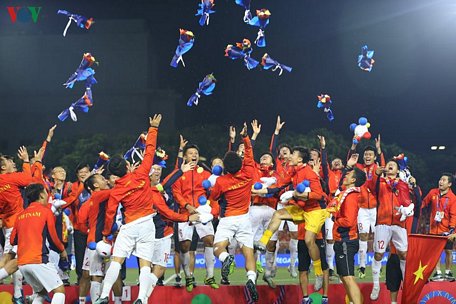 Các cầu thủ U22 Việt Nam giành HCV SEA Games 30. (Ảnh: Ngọc Duy)