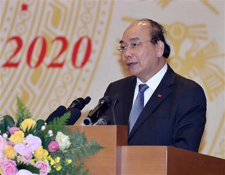Thủ tướng Nguyễn Xuân Phúc, Chủ tịch Ủy ban quốc gia về Chính phủ điện tử. (Ảnh: Thống Nhất/TTXVN)
