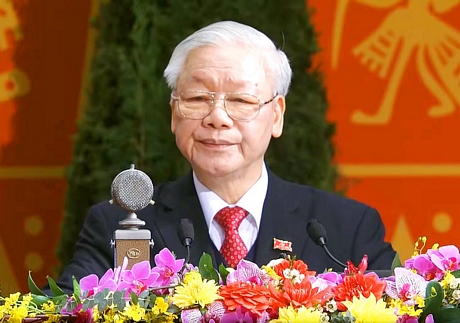 Đồng chí Nguyễn Phú Trọng phát biểu tại phiên ra mắt đại hội.