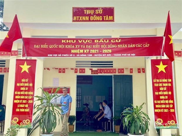 Khu vực bỏ phiếu số 2, xã Đồng Tâm (Mỹ Đức, Hà Nội). (Ảnh: Nguyễn Thắng/TTXVN)