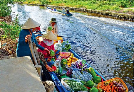 “Chợ” di động cập bến sông nhà, người dân có thể thuận tiện mua thực phẩm dùng cho bữa ăn gia đình