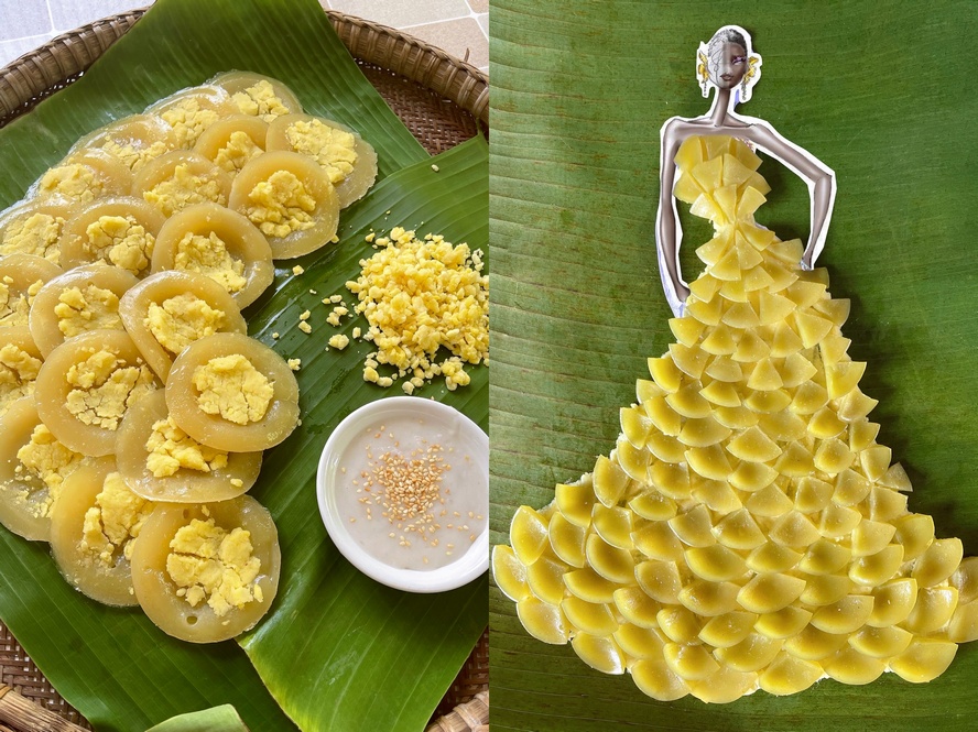 Bánh xèo và bánh bèo qua đôi tay Nguyễn Minh Công thành chiếc váy xinh xắn.