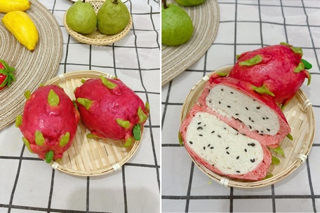 Những chiếc bánh bao tạo hình trái cây bắt mắt được làm ra từ đôi bàn tay khéo léo của những chị em yêu bếp (ảnh Khả Vân)