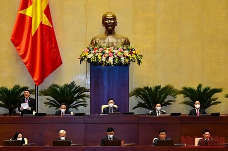 Phó Chủ tịch Quốc hội Nguyễn Đức Hải điều hành phiên làm việc. Ảnh: LINH NGUYÊN 