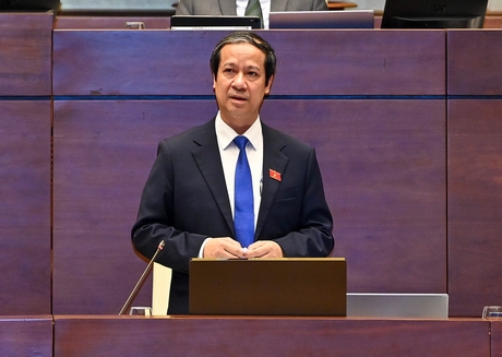 Lần đầu tiên Bộ trưởng Nguyễn Kim Sơn đăng đàn trả lời chất vấn trước Quốc hội. Ảnh VGP/Nhật Bắc