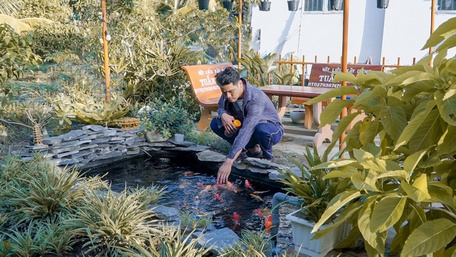 Anh Nguyễn Minh Tuấn chăm chút cho vườn nhà.