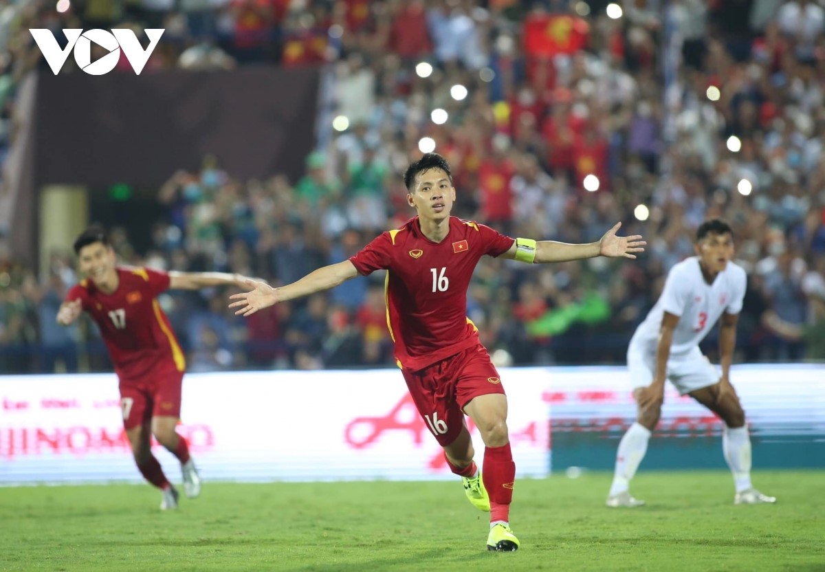 U23 Việt Nam giành chiến thắng 1-0 trước U23 Myanmar nhờ pha làm bàn duy nhất của Đỗ Hùng Dũng. (Ảnh: Trần Tiến)