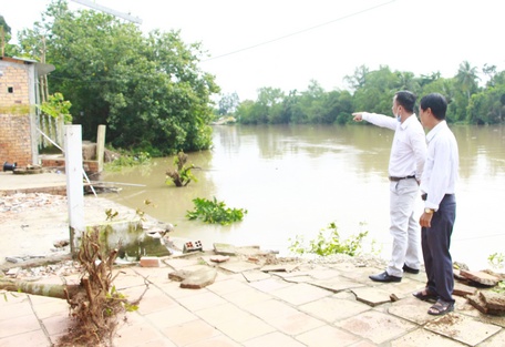 Điểm sạt lở cần gia cố khẩn cấp tại sông Vũng Liêm.