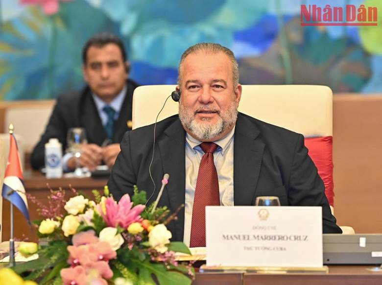 Thủ tướng Cộng hòa Cuba Manuel Marrero Cruz phát biểu tại buổi hội kiến.