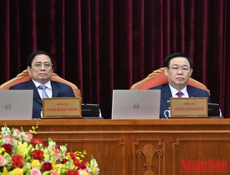 Thủ tướng Phạm Minh Chính và Chủ tịch Quốc hội Vương Đình Huệ dự Hội nghị.