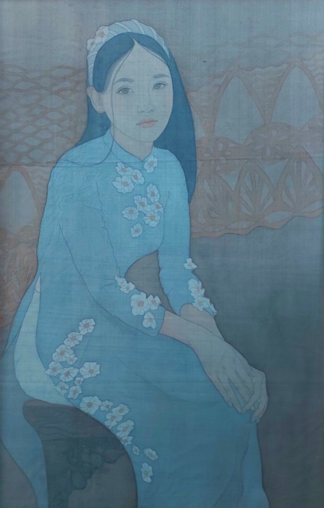 Thiếu nữ, tranh lụa của họa sĩ Lê Thị Thắm (Bến Tre) đạt giải A.
