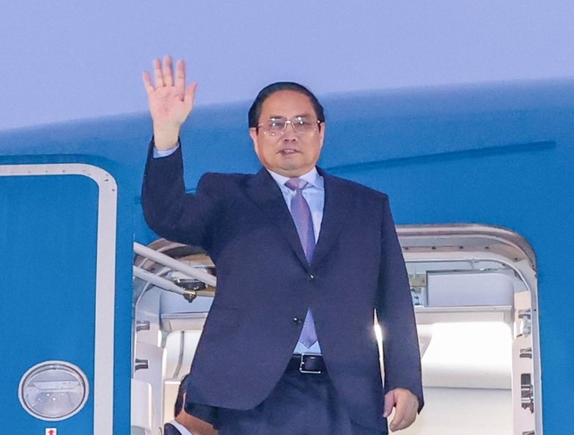 Thủ tướng Phạm Minh Chính là lãnh đạo nước ngoài đầu tiên thăm chính thức Lào sau khi Thủ tướng Lào Sonexay Siphandone nhậm chức - Ảnh: VGP/Nhật Bắc