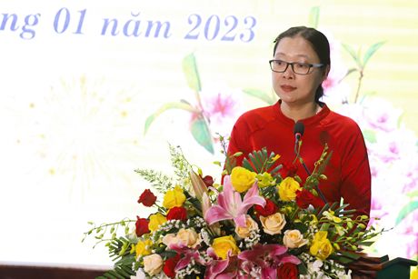 Phó Chủ tịch UBND tỉnh -  Nguyễn Thị Quyên Thanh phát biểu tại buổi họp mặt