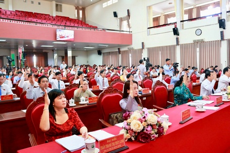  Các nữ đại biểu HĐND tỉnh Vĩnh Long tham gia đóng góp xây dựng nhiều nghị quyết quan trọng của tỉnh.