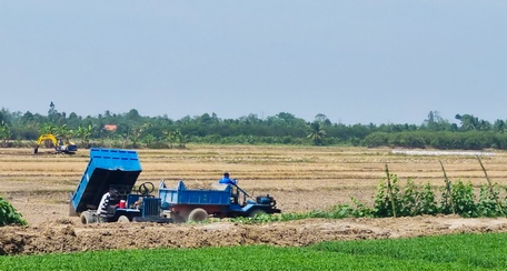 Tình trạng khai thác đất mặt ruộng xảy ra nhiều sau vụ lúa Đông Xuân.