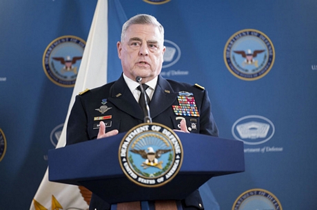 Chủ tịch Hội đồng Tham mưu trưởng Liên quân Mỹ, Tướng Mark Milley phát biểu tại cuộc họp báo ngày 25/5/2023. Ảnh: AP