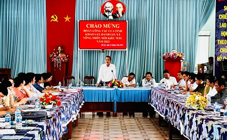 Đoàn khảo sát làm việc tại xã Mỹ Lộc.