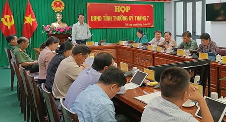 Chủ tịch UBND tỉnh- Lữ Quang Ngời phát biểu chỉ đạo tại cuộc họp.