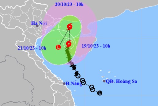 Vị trí và dự báo đường đi của bão số 5. Nguồn: Trung tâm dự báo khí tượng thủy văn quốc gia