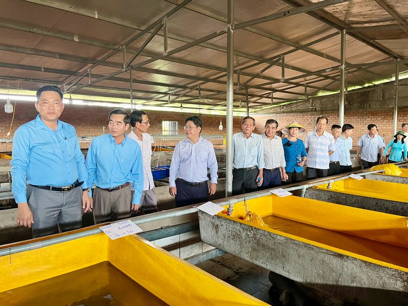 Đoàn tham quan cơ sở chế biến và sản xuất thuỷ sản Thanh Tân.