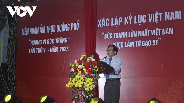 Ông Trần Minh Lý, Giám đốc Sở Văn hóa, Thể thao và Du lịch tỉnh Sóc Trăng phát biểu tại buổi lễ
