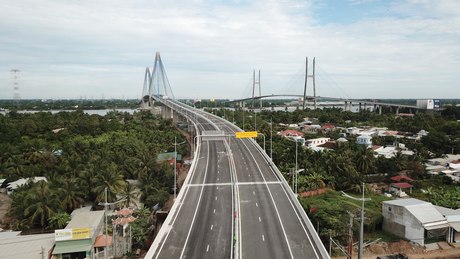 Cầu Mỹ Thuận 2, cùng cầu Mỹ Thuận hiện hữu sẽ phát huy hiệu quả liên kết giao thông trong thời gian tới. Ảnh: Tấn Tân