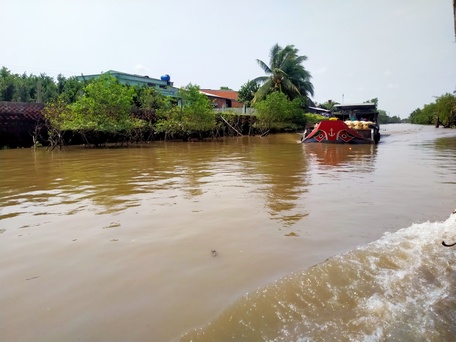 Một đoạn sông Mương Lộ thuộc xã Hòa Ninh, huyện Long Hồ.