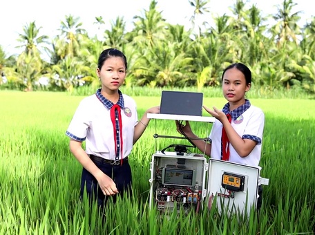 Mô hình của em Nguyễn Thị Như An và Nguyễn Ngọc Ngân hướng tới nền nông nghiệp phát triển theo hướng hiện đại, chuyển đổi xanh.