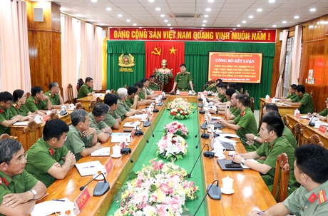 Trung tướng Nguyễn Tuấn Anh- Cục trưởng Cục Cảnh sát PCCC và Cứu nạn, cứu hộ, Bộ Công an, phát biểu tại buổi kết luận kiểm tra.