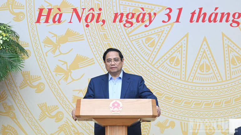 Thủ tướng Phạm Minh Chính phát biểu ý kiến tại phiên họp. (Ảnh: Trần Hải)