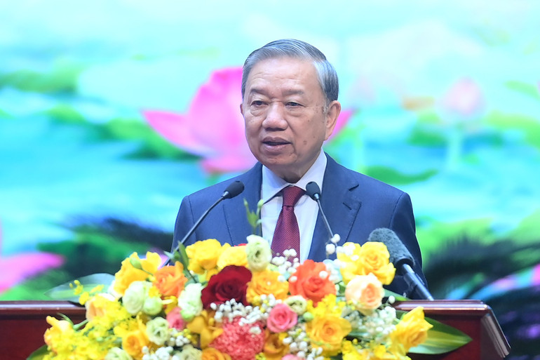 Tổng Bí thư Tô Lâm phát biểu tại Lễ kỷ niệm 60 năm Ngày truyền thống ngành Nội chính Đảng. (Ảnh: ĐĂNG KHOA)