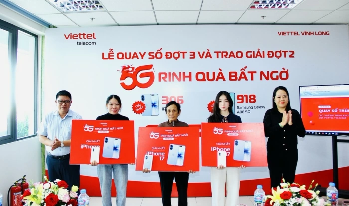 Viettel Vĩnh Long trao thưởng chương trình “Lướt 5G – Rinh quà bất ngờ” đợt 2