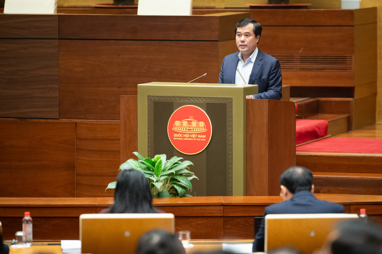 Phó Chủ nhiệm Văn phòng Quốc hội Nguyễn Mạnh Hùng phát biểu tại hội nghị. (Ảnh: DUY LINH)