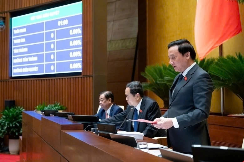 Quốc hội thông qua 2 Nghị quyết về sửa đổi, bổ sung Hiến pháp năm 2013. (Ảnh: Media Quốc hội)
