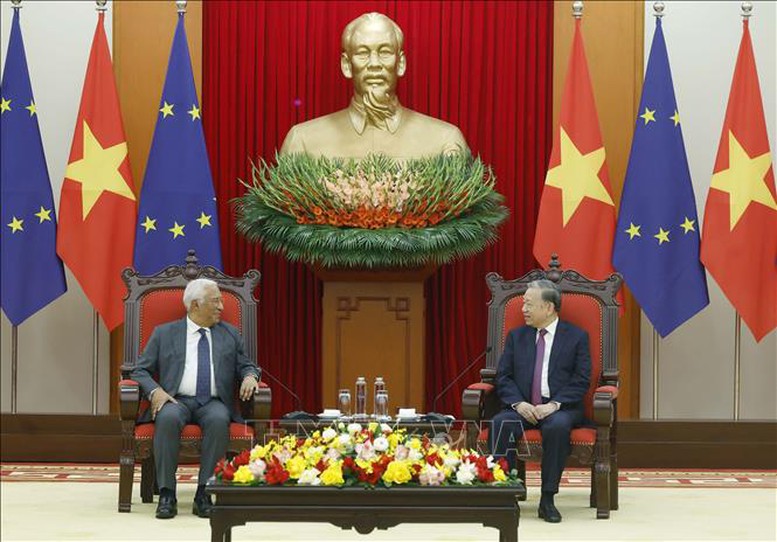 Tổng Bí thư Tô Lâm tiếp Chủ tịch Hội đồng châu Âu - Ảnh: TTXVN