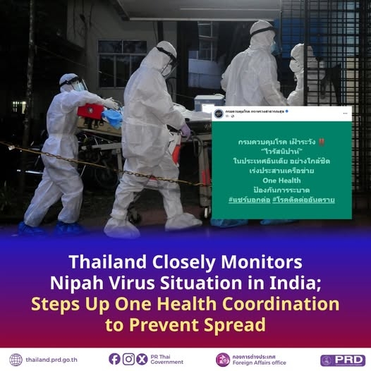 Tuyên truyền cảnh báo về virus Nipah. Ảnh: PRD Thái Lan