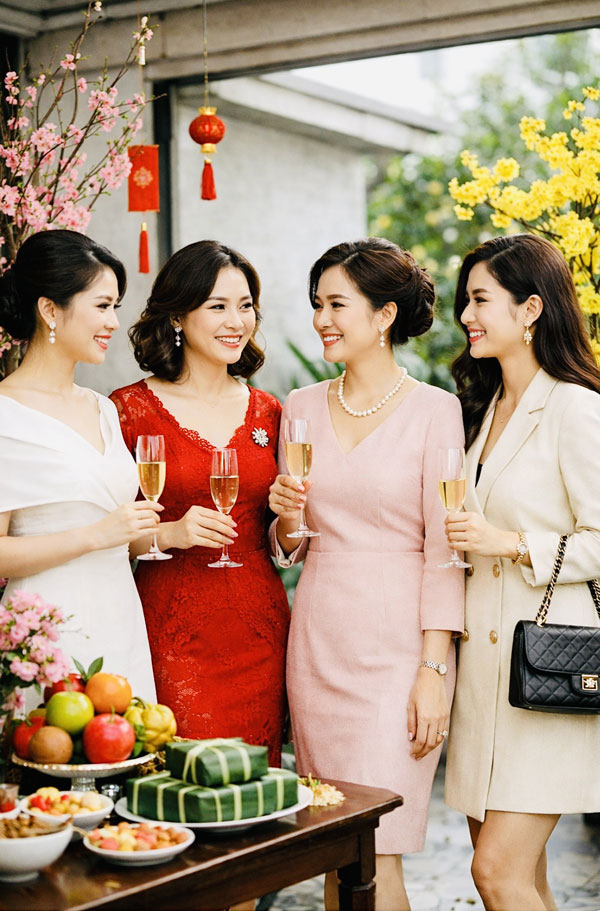 “Outfit” đẹp, phù hợp, giúp các nàng ghi điểm trong những dịp họp mặt cuối năm. Ảnh minh họa AI