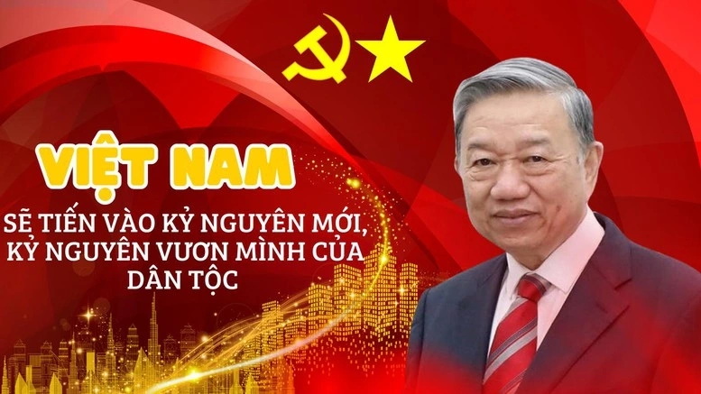 Tư tưởng lớn của Tổng Bí thư Tô Lâm, quyết tâm chính trị của Đảng ta là: Mùa xuân năm 2026 dân tộc ta chính thức tiến vào kỷ nguyên mới, kỷ nguyên vươn mình, kỷ nguyên tăng tốc, bứt phá để hiện thực hóa khát vọng xây dựng một nước Việt Nam xã hội chủ nghĩa, dân giàu, nước mạnh, dân chủ, công bằng, văn minh. 
Ảnh: BÁO ĐIỆN TỬ CHÍNH PHỦ