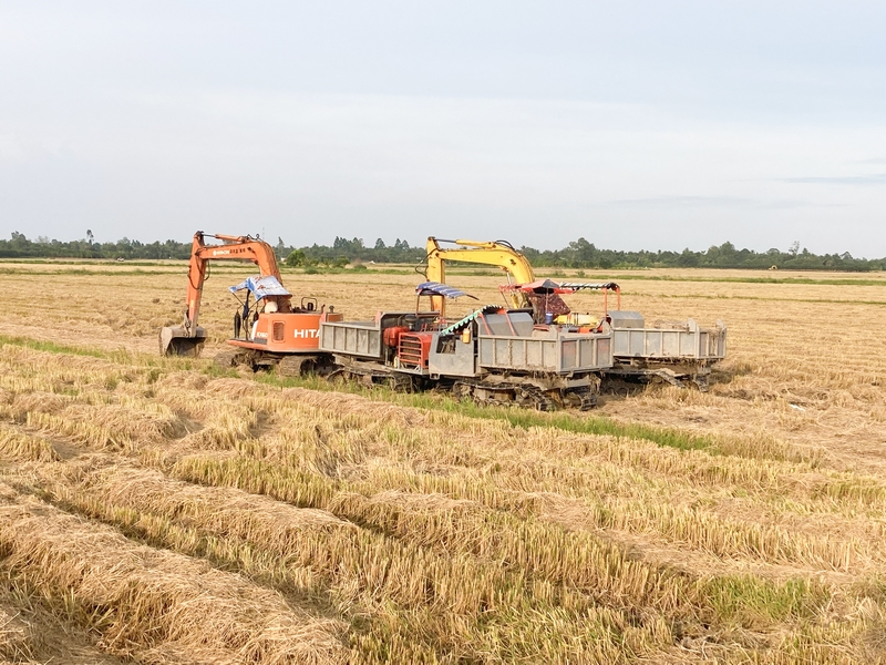 Dịch vụ xe cuốc đất thuê khá phổ biến trong những năm gần đây. Sau khi thu hoạch lúa, nông dân thuê xe cuốc lấy đất ở vùng gò san lấp vùng trũng để tạo mặt bằng đồng đều cho đồng ruộng hoặc lấy đất để lấp ao, làm nền nhà… Công cuốc và vận chuyển một xe đất tầm 1,8m3 có giá 80.000-120.000đ tùy vận chuyển xa gần. Mặt khác, nông dân cũng có thể thuê máy cuốc đất để lên liếp làm vườn trồng cây ăn trái hay rau màu với chi phí từ 2,5-4 triệu đồng cho công đất 1.000m2 tùy kích thước mương đào lớn nhỏ.