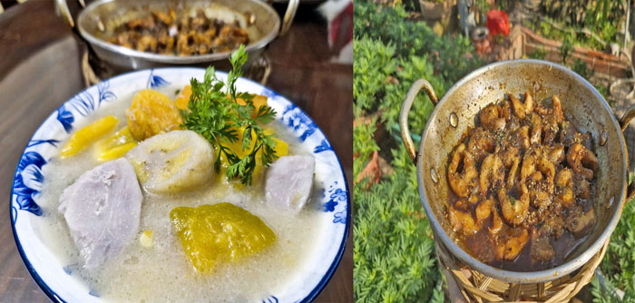 Tô canh chuối, ơ cá kho đậm vị quê hương.

