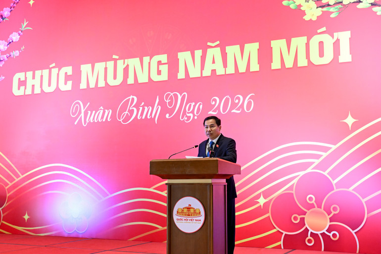 Tổng Thư ký Quốc hội, Chủ nhiệm Văn phòng Quốc hội Lê Quang Mạnh phát biểu tại cuộc gặp. (Ảnh: DUY LINH)
