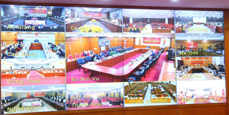 Bộ Nội vụ tổ chức hội nghị tập huấn nghiệp vụ bầu cử toàn quốc (theo hình thức trực tuyến đến tới cấp xã), tháng 2/2026. (Ảnh: Moha)

