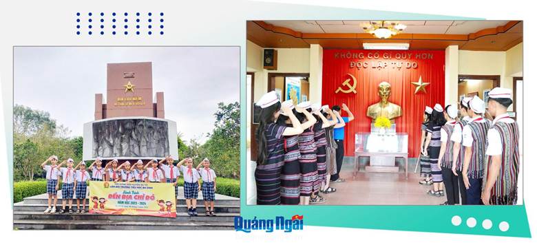 Mỗi dịp tháng Ba về, học sinh thường đến tham quan, tìm hiểu các di tích lịch sử ở Ba Tơ.
