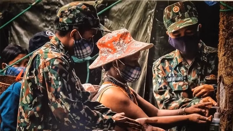 Một ảnh trong bộ ảnh Chốt kiểm soát bảo vệ biên giới phòng chống Covid-19 của tác giả Huỳnh Văn Truyền (Đà Nẵng), đoạt giải Nhất Cuộc thi ảnh Tự hào một dải biên cương lần thứ I.