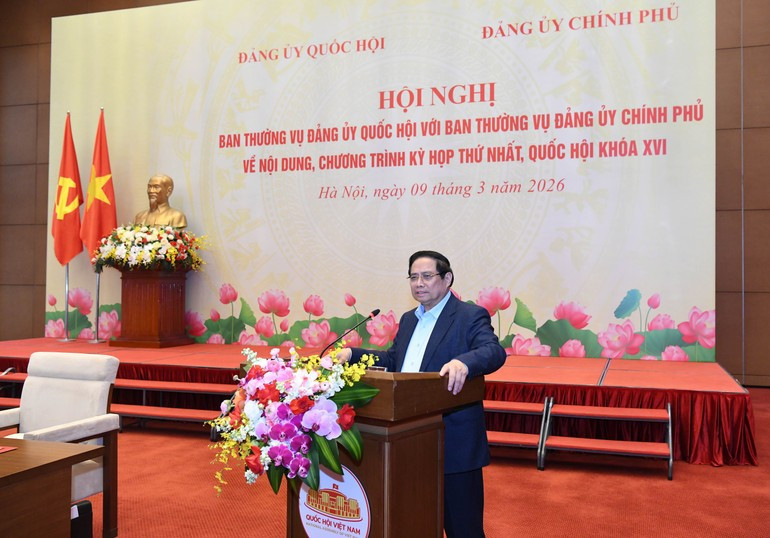 Thủ tướng Phạm Minh Chính phát biểu tại hội nghị. (Ảnh: DUY LINH)