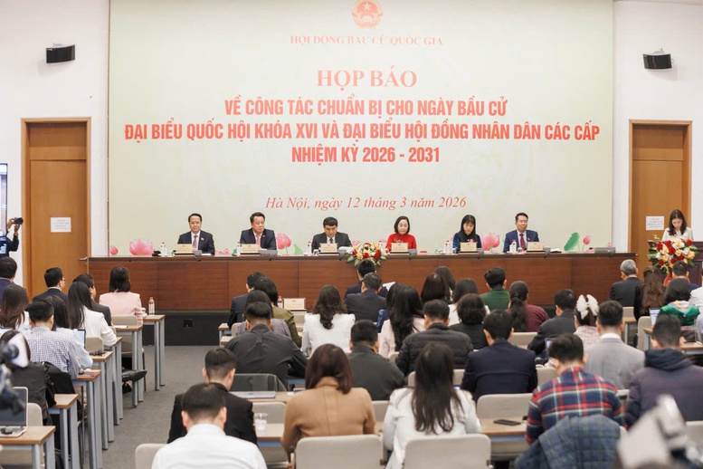 Hội đồng Bầu cử quốc gia tổ chức họp báo về công tác chuẩn bị cho Ngày bầu cử đại biểu Quốc hội khóa XVI và đại biểu Hội đồng nhân dân các cấp nhiệm kỳ 2026-2031 - Ảnh: VGP/Nguyễn Hoàng

