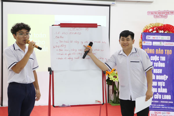 Học viên tham gia vòng đào tạo thực hiện thuyết trình về mô hình
sản xuất, kinh doanh.

