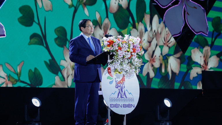 Thủ tướng Phạm Minh Chính phát biểu ý kiến tại lễ khai mạc. (Ảnh: Nhật Bắc/VGP)
