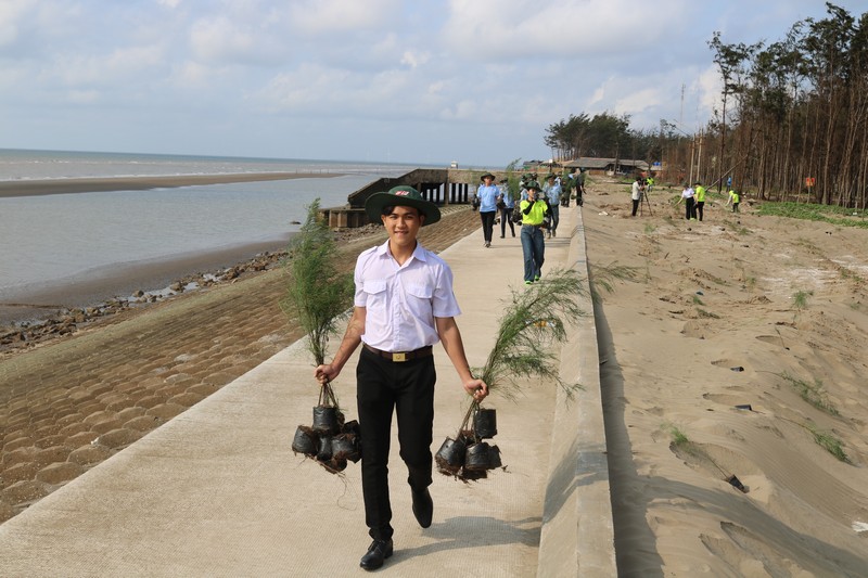 Các lực lượng tham gia trồng cây tại chương trình.
