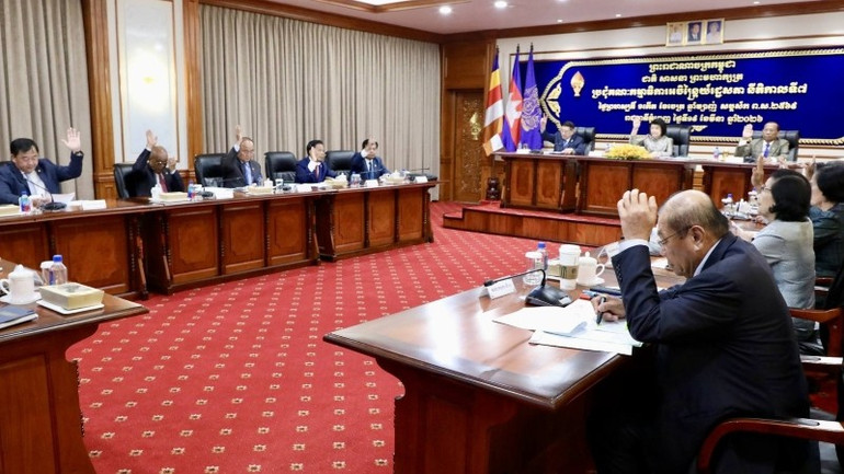 Cuộc họp ngày 19/3 của Ủy ban Thường vụ Quốc hội Campuchia. (Ảnh: Quốc hội Campuchia)